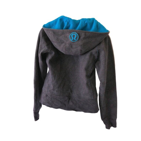 LULULEMON SCUBA HOODIE Black Turquoise Classic Full Zip Yoga Jacket Size 8 - Picture 3 of 14
